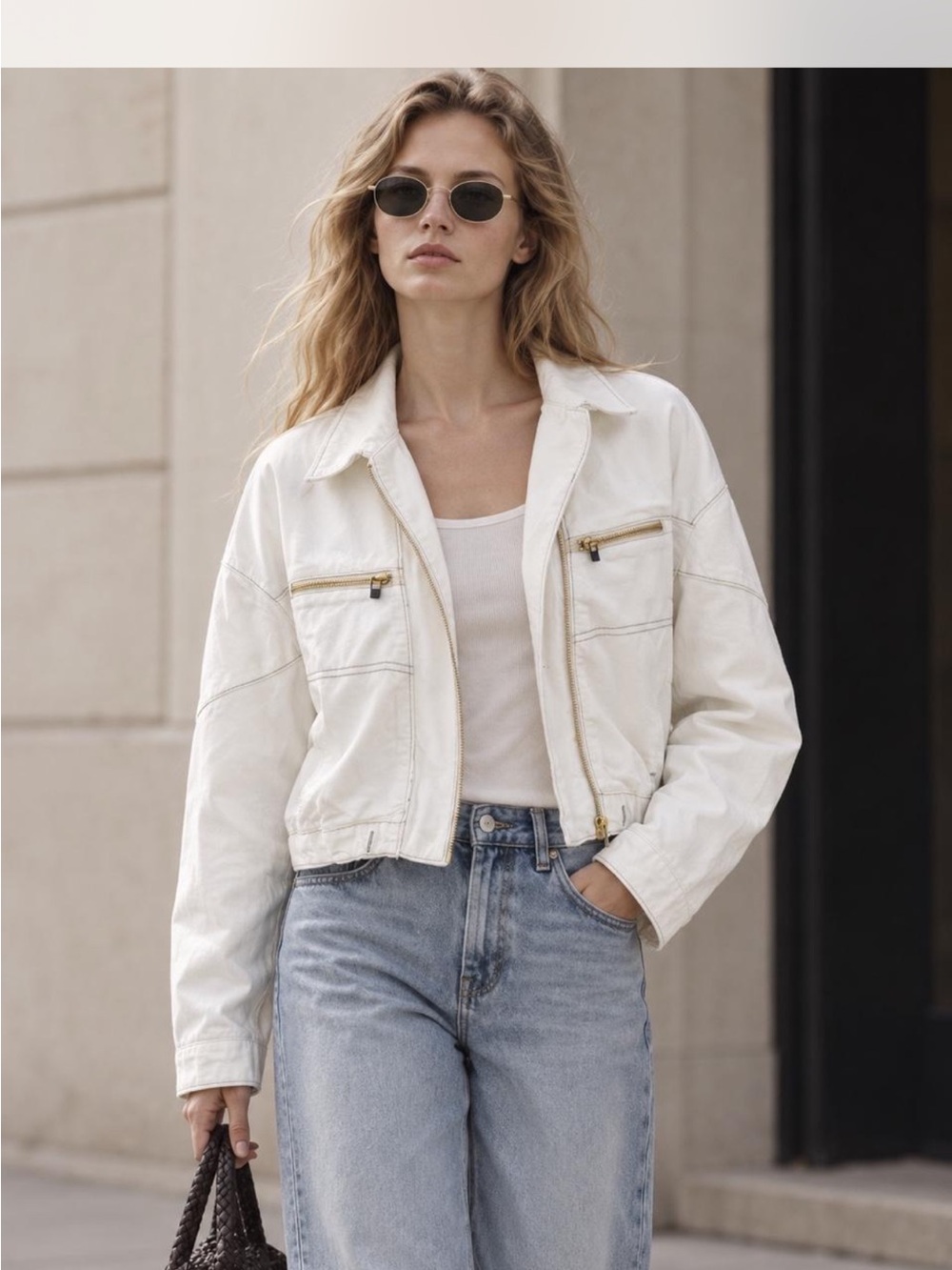 Free People Oversized Urban Cropped Jean Jacket